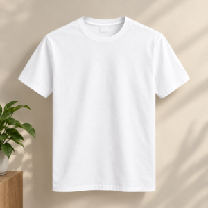 Classic White Round Neck Cotton T-Shirt for Men